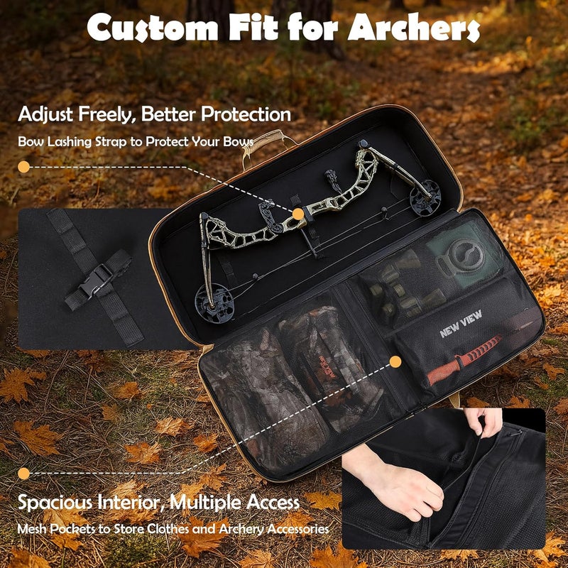 NEW VIEW Bow Case - Protects Your Compound Bow - Features Large Compartment, Soft Padding, Comfortable Carrying Options & Multiple Accessory Pockets - Lightweight Durable Archery Bow Bag - Image 3